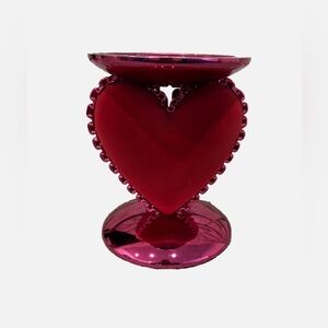 NWT Bath & Body Works Ruffled Heart Cushion Pedestal 3 Wick Candle Holder